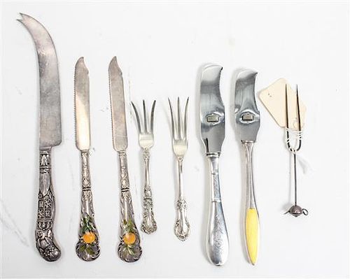 A Collection of Silver Flatware Articles, various makers, comprising three silver-handled cheese knives, two lemon forks, two