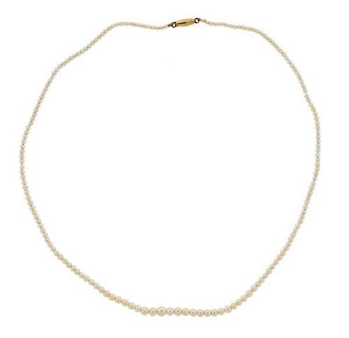 18k Gold Graduated Pearl Necklace