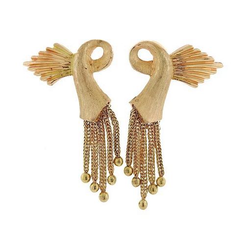 Retro 14K Gold Tassel Earrings