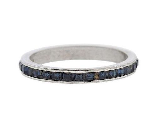 Sterling Silver Blue Gemstone Band Ring