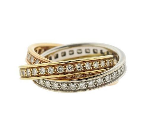 Cartier Trinity 18k Tri Color Gold Diamond Ring