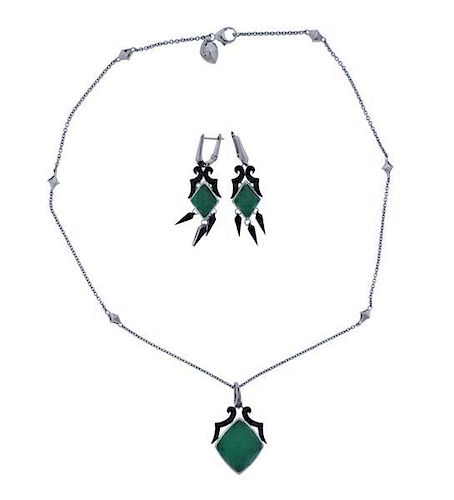 Stephen Webster Silver Diamond Crystal Necklace Earrings