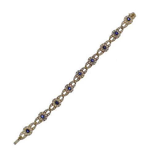 18K Gold Sapphire Diamond Bracelet
