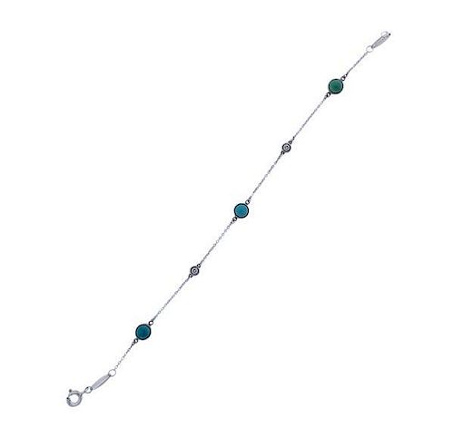 Tiffany &amp; Co Peretti Silver Turquoise Diamond Bracelet