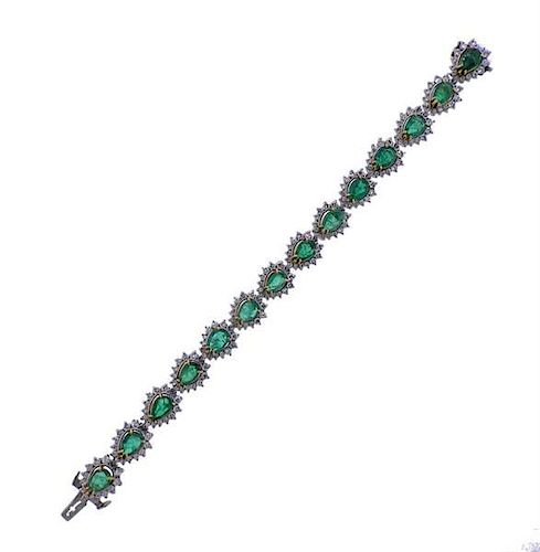 Platinum Gold Emerald Diamond Bracelet