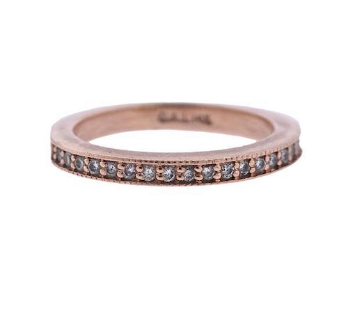 14k Rose Gold Diamond Half Wedding Band Ring