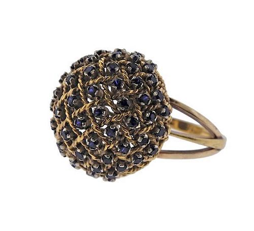 1960s 18k Gold Sapphire Dome Ring