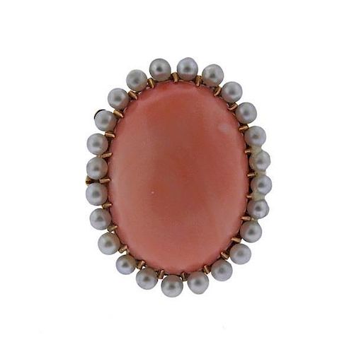 14K Gold Coral Pearl Ring