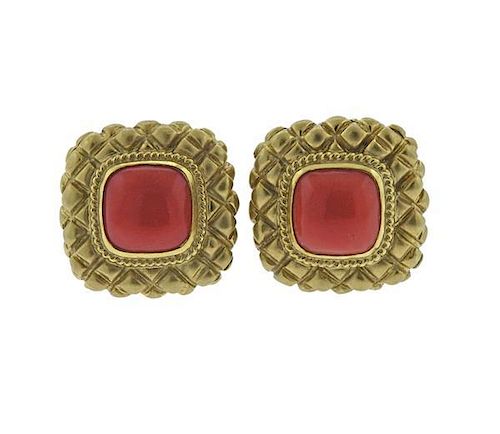 18K Gold Coral Earrings
