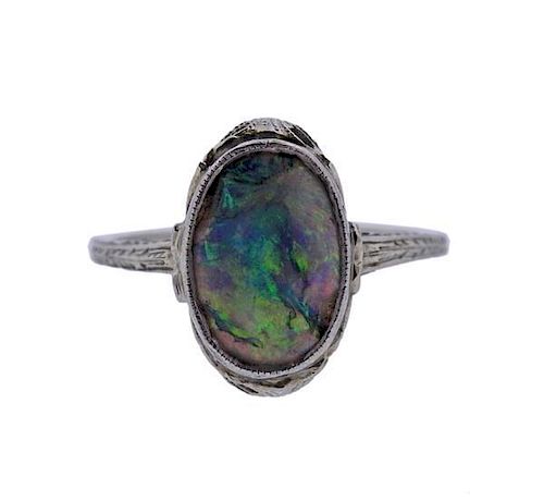 Art Deco 14k Gold Opal Ring