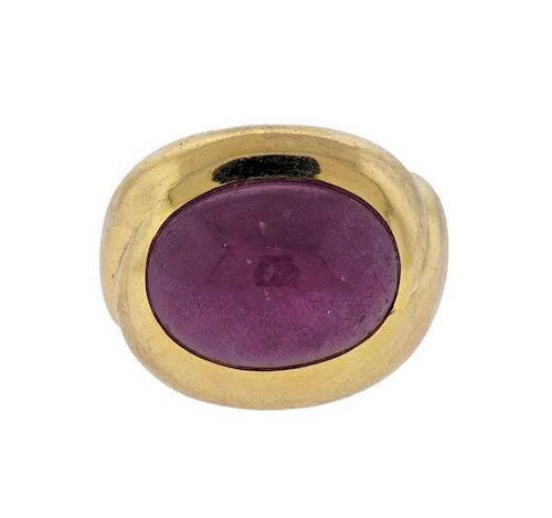 18k Gold 16ct Ruby Cabochon Ring
