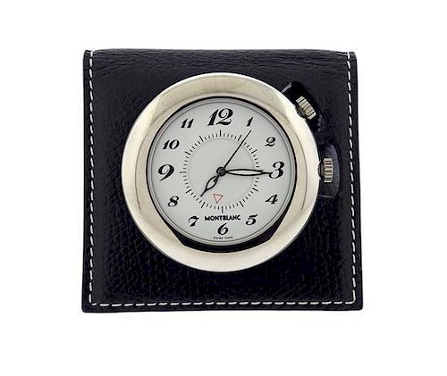 Montblanc Meisterstuck Black Leather Travel Clock