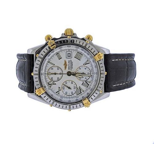 Breitling Crosswind 18k Gold Steel Chronograph Watch B13055