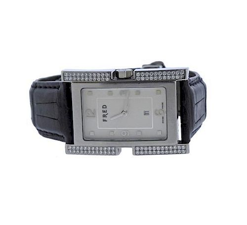 Fred Paris Stainless Steel Diamond Watch