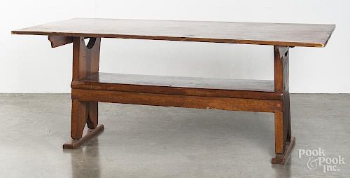 Pine and poplar bench table, 19th c.
