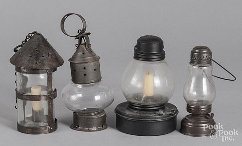 Four tin lanterns, 19th c.