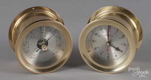 Modern Seth Thomas ships clock and barometer.