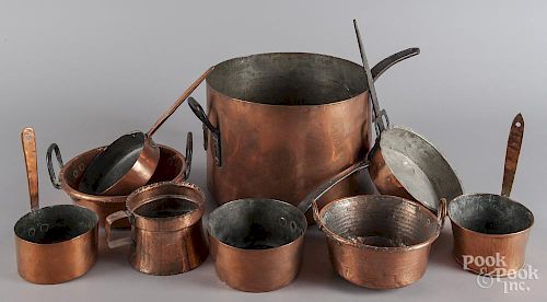 Collection of copper cookware.
