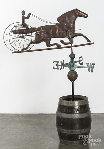 Copper horse and sulky weathervane, 20th c.