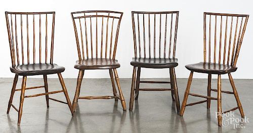 Four rodback Windsor chairs, 19th c.