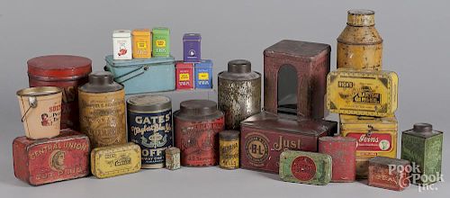 Collection of painted and lithograph tins