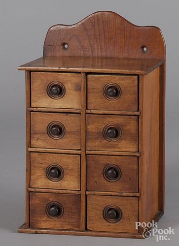 Walnut hanging spice cabinet, late 19th c.