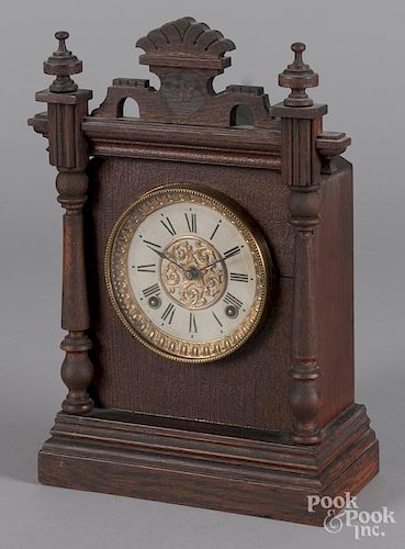 Ansonia oak mantel clock.