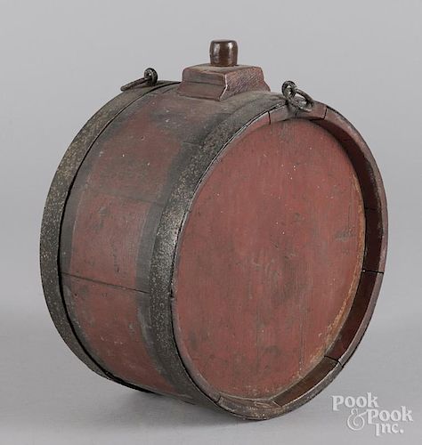 Red painted drum canteen, 19th c.