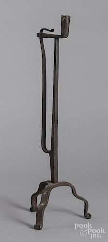 Wrought iron rush light holder, 18th/19th c.