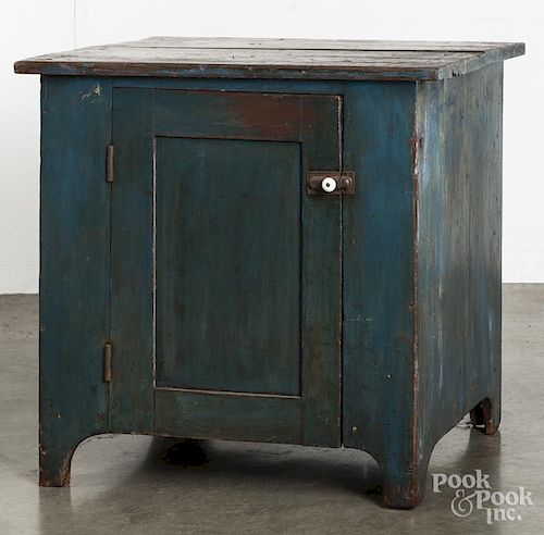 Painted pine low cupboard, 19th c.