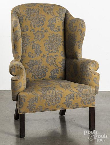Chippendale style oak wing chair, 19th c.