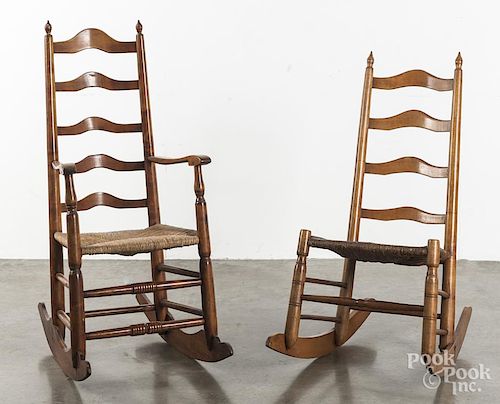 Two ladderback rocking chairs, 19th c.