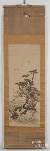 Two Oriental watercolor scrolls.