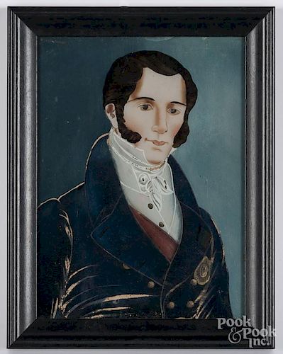 Reverse painted portrait of a gentleman
