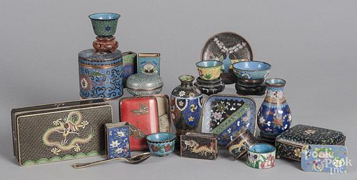 Collection of Chinese cloisonné tablewares.
