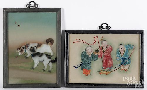 Two Chinese reverse paintings on glass