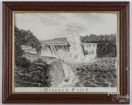 Pencil view of Niagara Falls, 19th c.