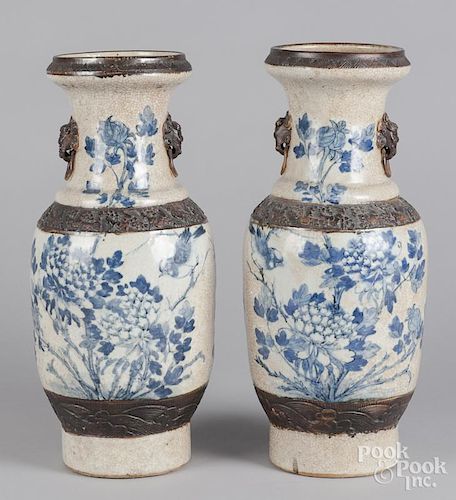 Pair of Chinese crackle glaze porcelain vases