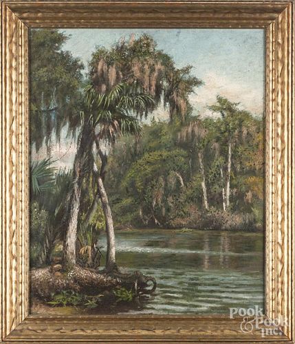 Oil on canvas southern landscape, late 19th c.