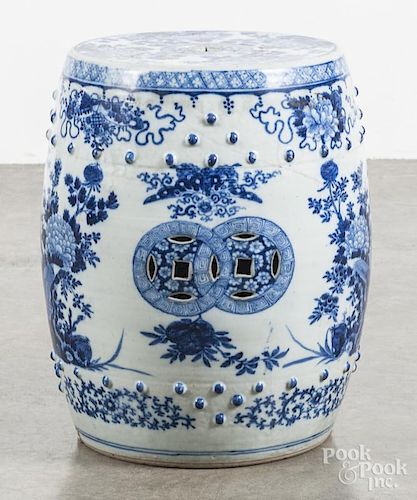 Chinese export porcelain blue & white garden seat