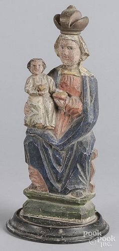 Carved and painted Mother and Child, 19th c.