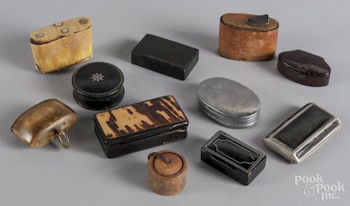 Eleven assorted snuff boxes, 19th c.