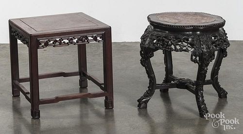 Two Chinese hardwood stands.