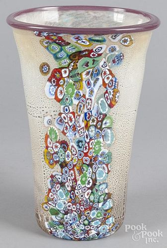 Millefiori art glass vase