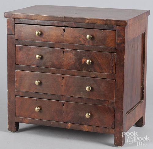 Miniature New England Federal mahogany chest
