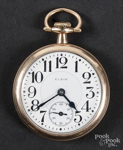 Elgin Father Time gold filled pocket watch