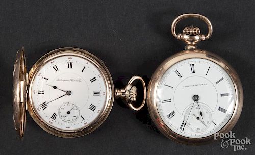 Two Hampden gold filled pocket watches