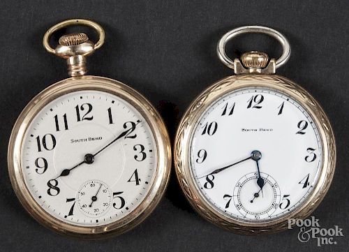 Two South Bend 10K gold filled pocket watches