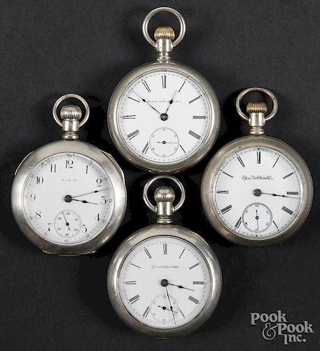 Five nickel silver pocket watches