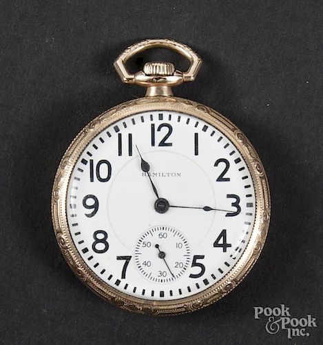 Hamilton #992 gold filled pocket watch, 21 jewels